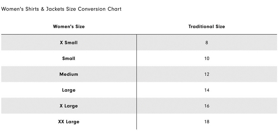 Womens size chart